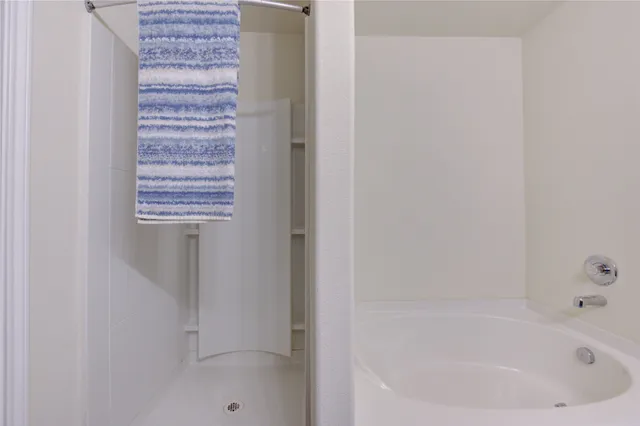 a bathroom with a bathtub