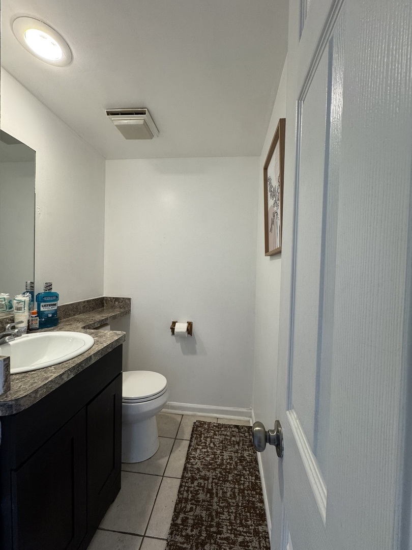2605 East Martha Place Chicago, IL 60633 - Photo 5 of 10 a bathroom with a granite countertop sink toilet and a mirror