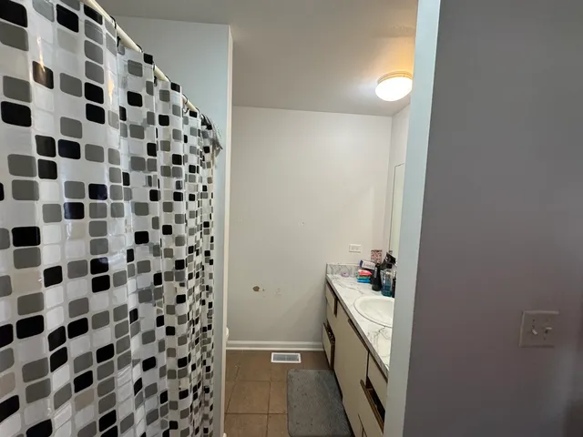 a bathroom with a sink a vanity and a shower