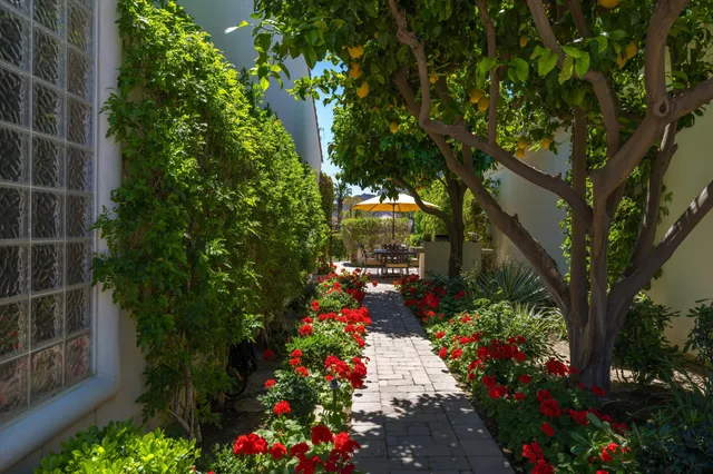 a view of a backyard with sitting area and furniture