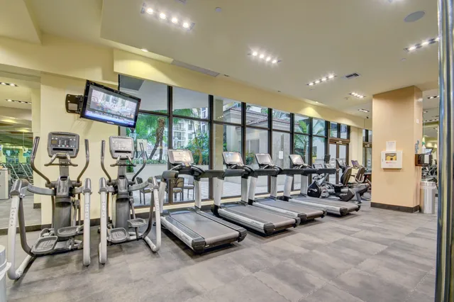 a view of a room with gym equipment
