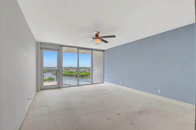 a view of a room with racks on the wall