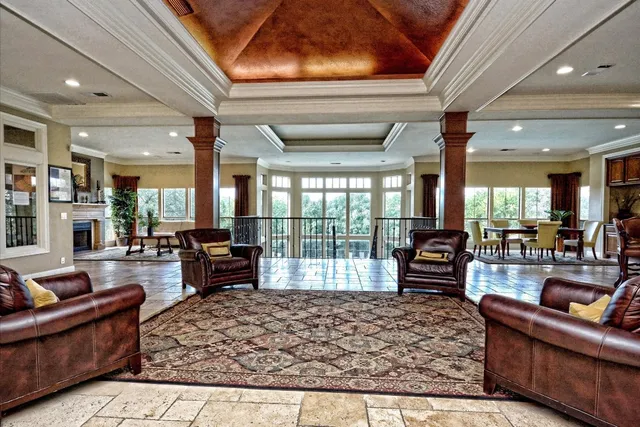 a living room with furniture