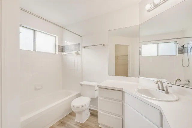 a bathroom with a sink a toilet and a bathtub