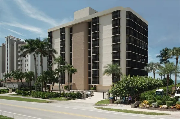 a front view of a multi story building