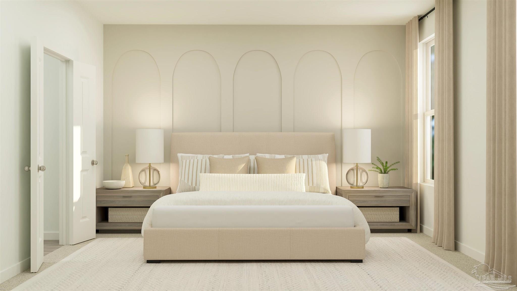 5964 Briarcliff Lane Pace, FL 32571 - Photo 9 of 28 a bedroom with a bed and a mirror