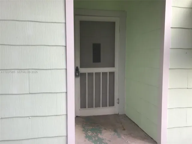 a view of wooden door