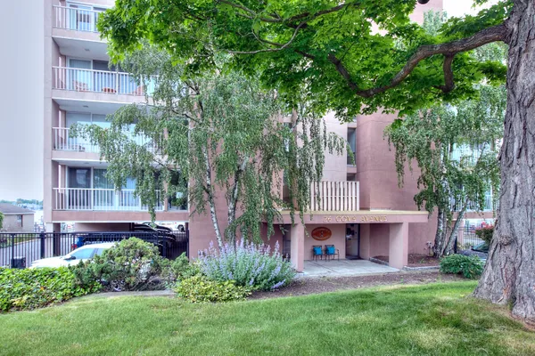 a view of backyard of house with green space