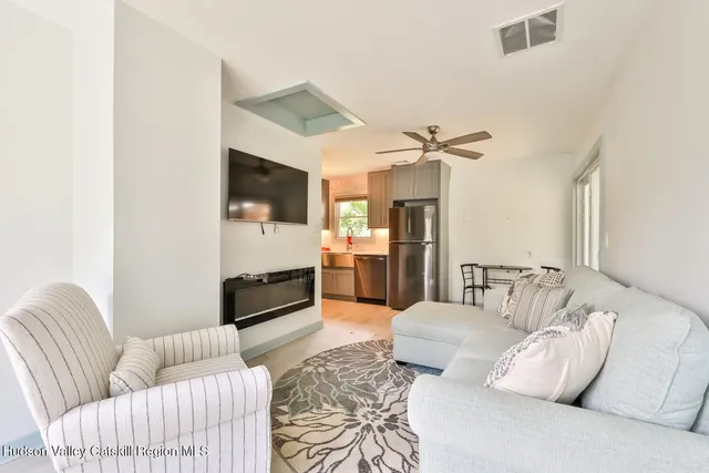 a view of a field with an outdoor space