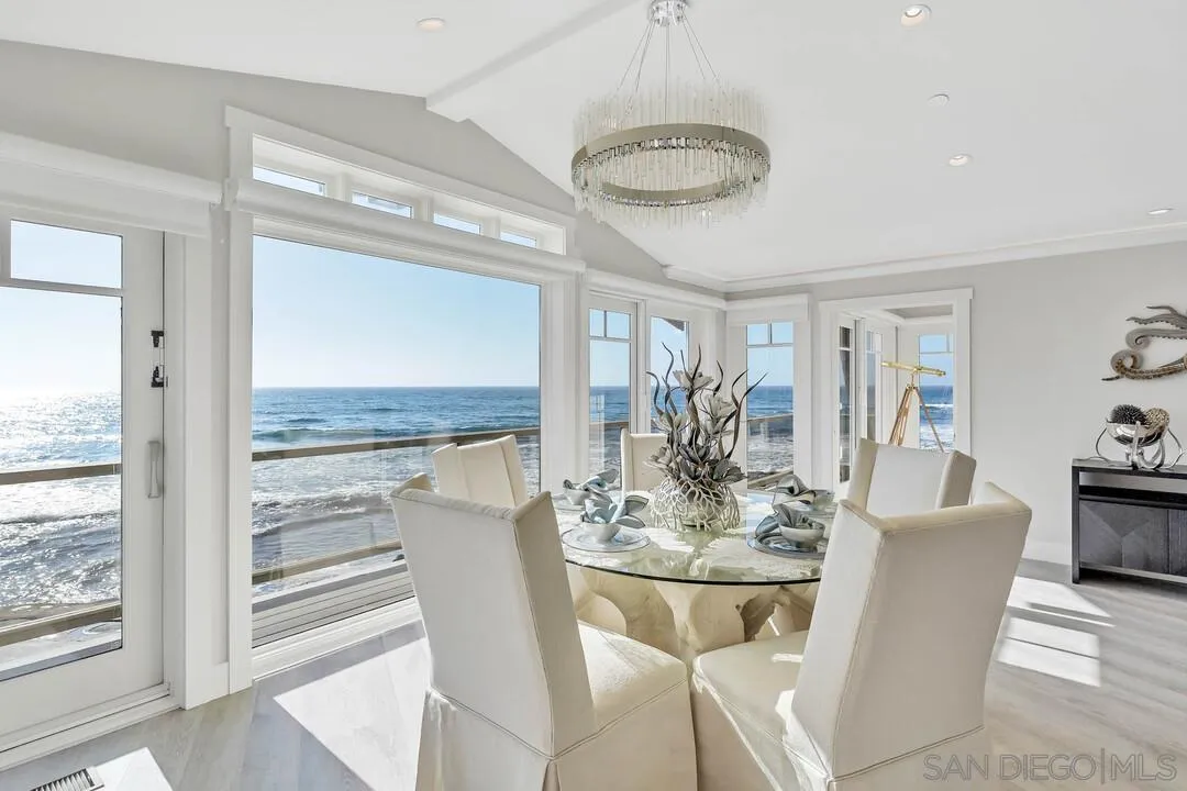 274 Coast Boulevard La Jolla, CA 92037 - Photo 15 of 64 a view of a dining room with furniture window and wooden floor