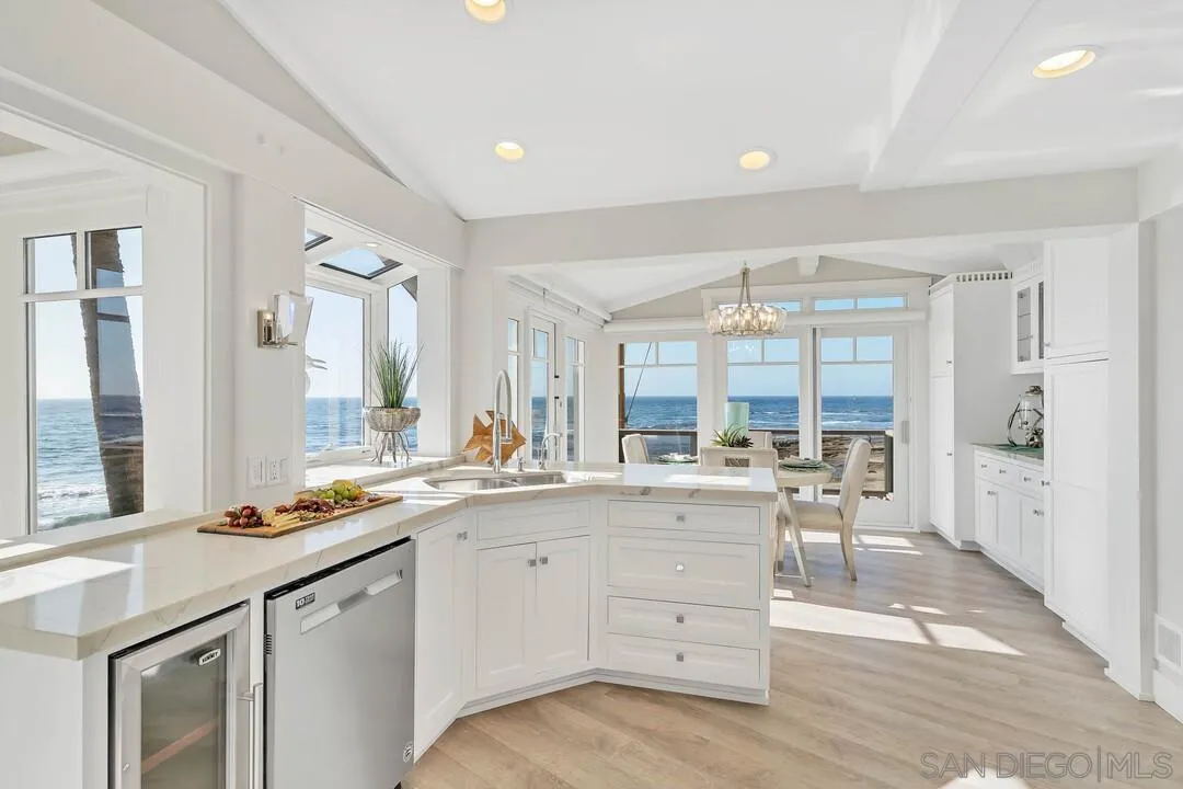 274 Coast Boulevard La Jolla, CA 92037 - Photo 19 of 64 a large white kitchen with a large window