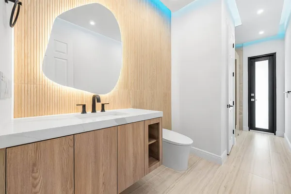 a bathroom with a shower