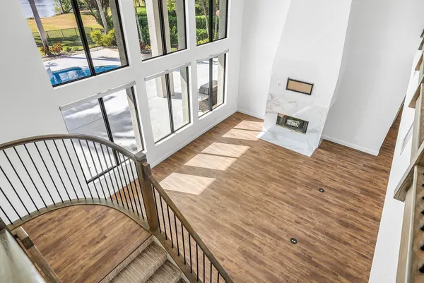 a view of yard with seating area and green space