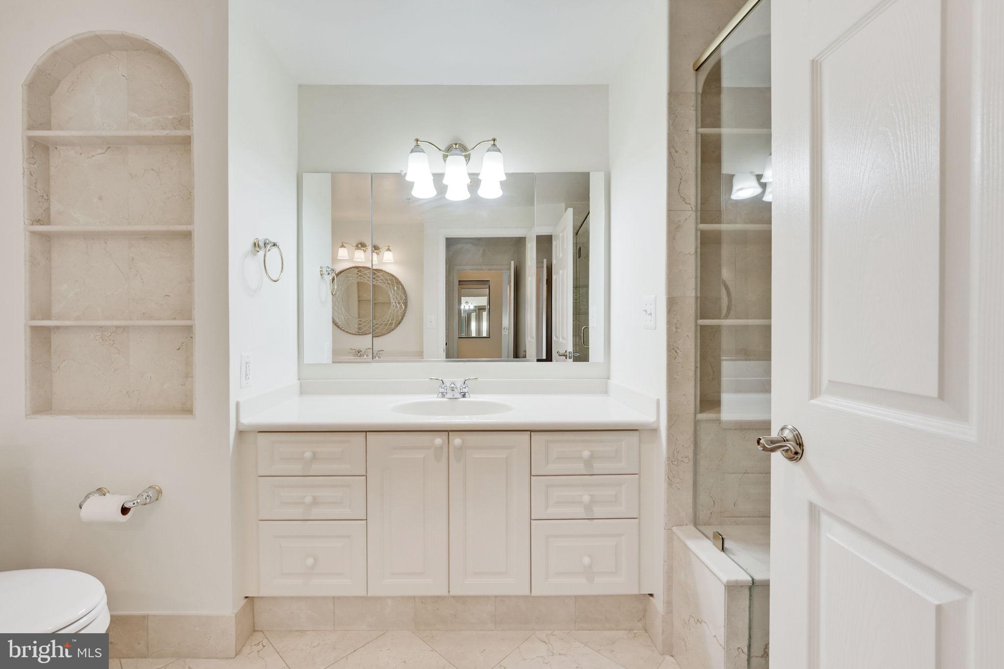 19355 Cypress Ridge Terrace, Unit 1111 Leesburg, VA 20176 - Photo 23 of 47 Primary bathroom with custom marble built ins