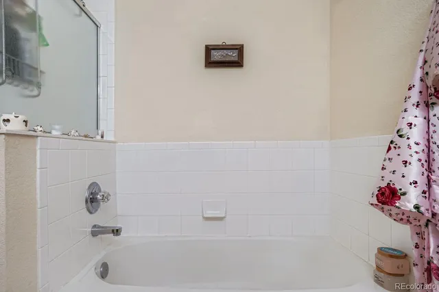 a bathroom with a bathtub
