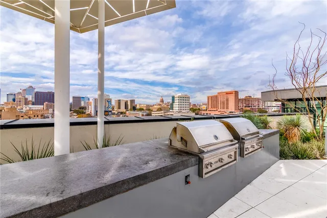 a view of a terrace with skyline