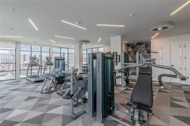 a view of a room with gym equipment