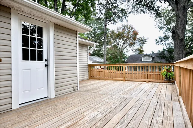 a view of wooden deck