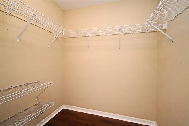 a view of small space with racks on the wall