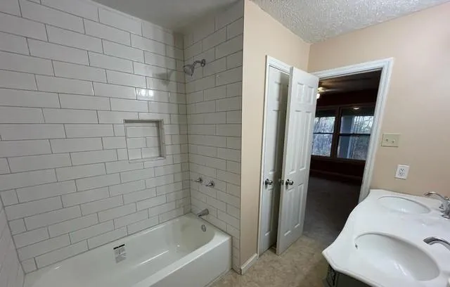 a bathroom with a sink and a bathtub