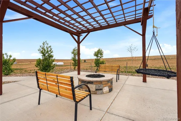 a outdoor space with furniture