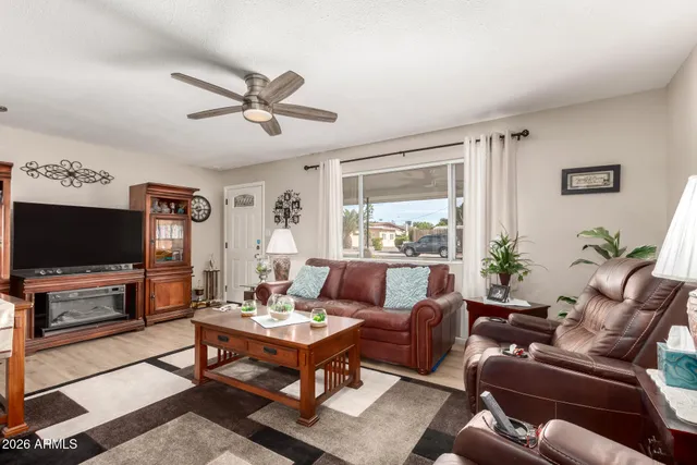 a living room with furniture