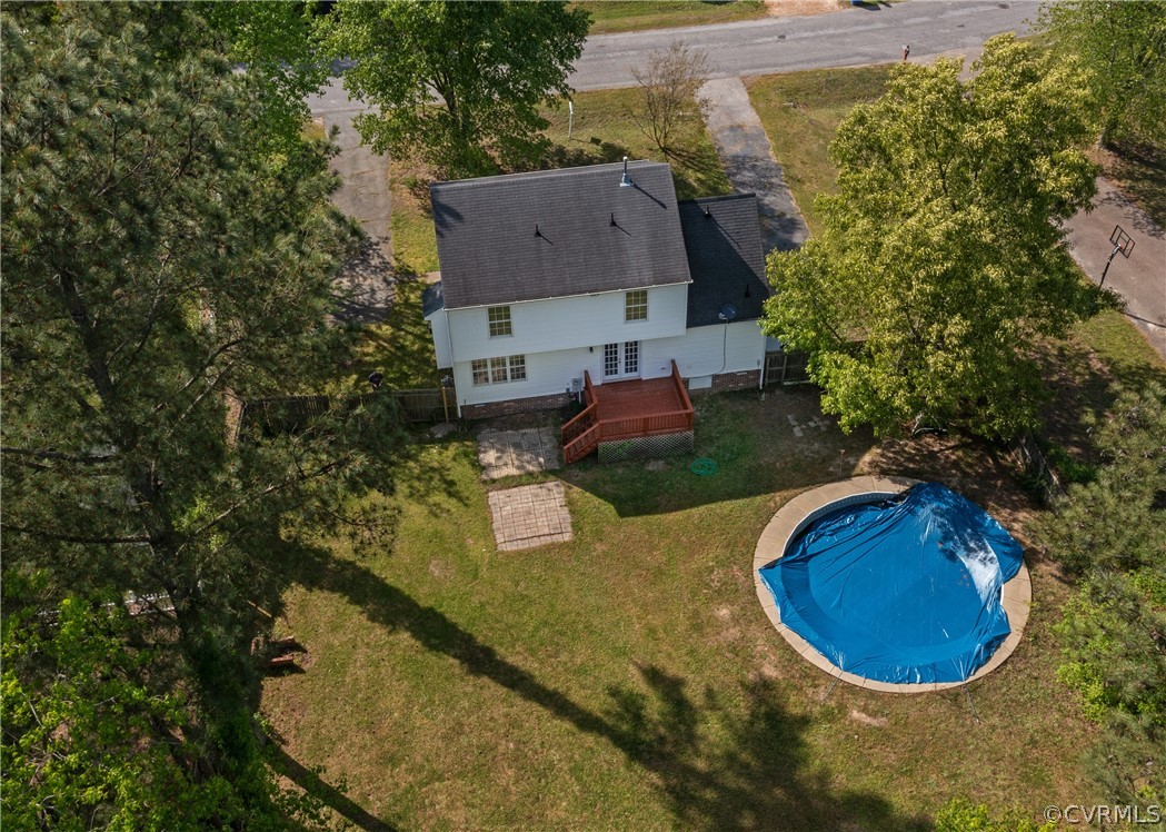 4025 Frye Terrace Colonial Heights, VA 23834 - Photo 9 of 30 an aerial view of a house with swimming pool and large trees