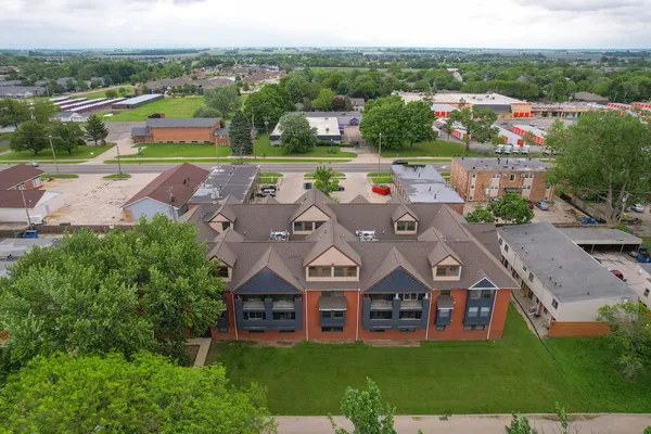 an aerial view of multiple house
