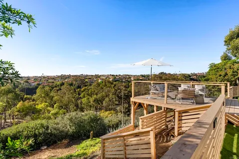 a view of an outdoor space with seating area