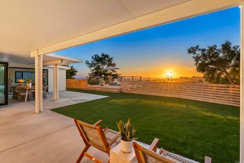a view of roof deck with seating space