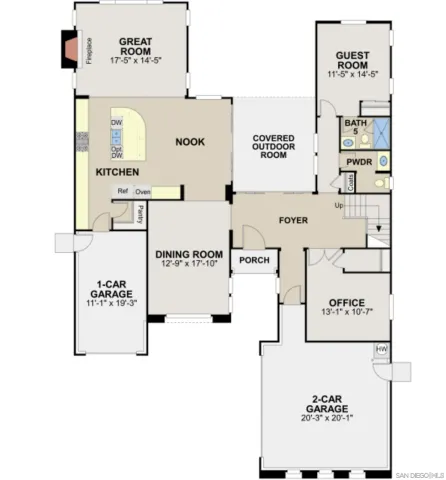 a front view of a house with garage