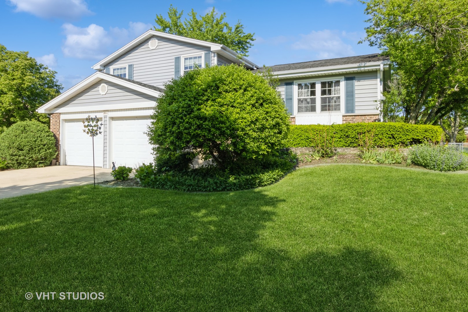 a view of backyard with a garden and plants