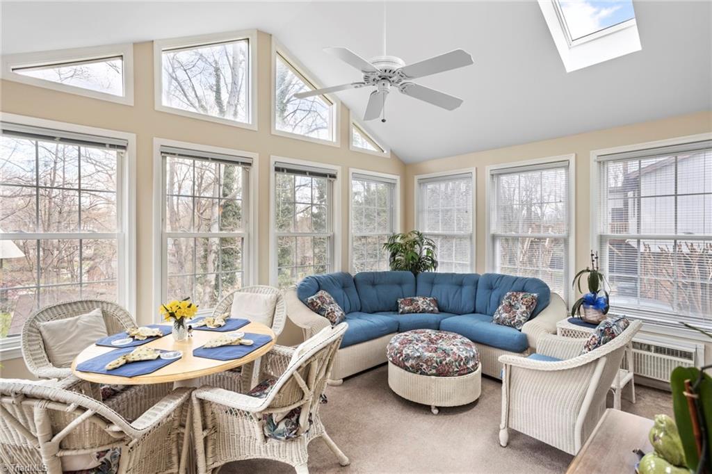 1393 Turkey Hill Road Winston-Salem, NC 27106 - Photo 12 of 36 "Four Season" Sunroom features vaulted ceiling, skylights, heat/air allows you to use the room year round.