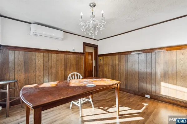 a table and chairs in a room