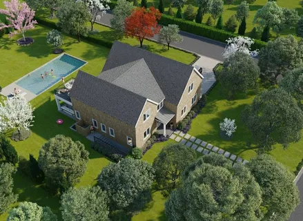 an aerial view of a house