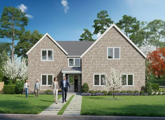 a front view of a house with a yard