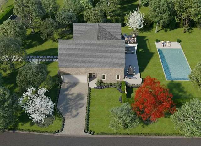 an aerial view of a house