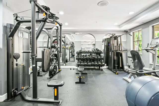 a view of a room with gym equipment