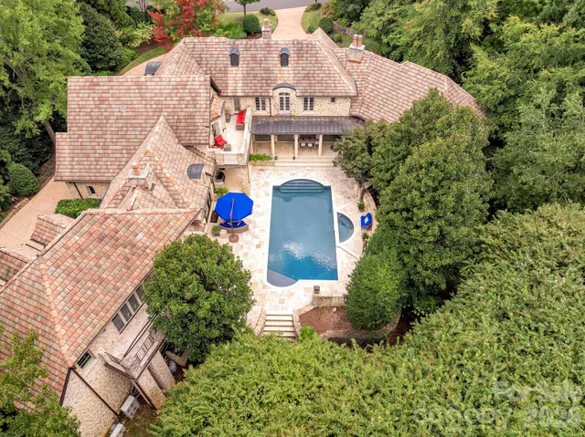 an aerial view of a house