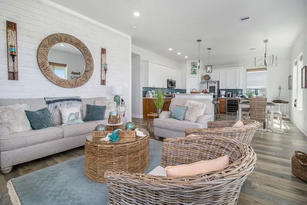 a living room with furniture