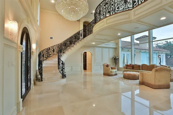 a living room with furniture