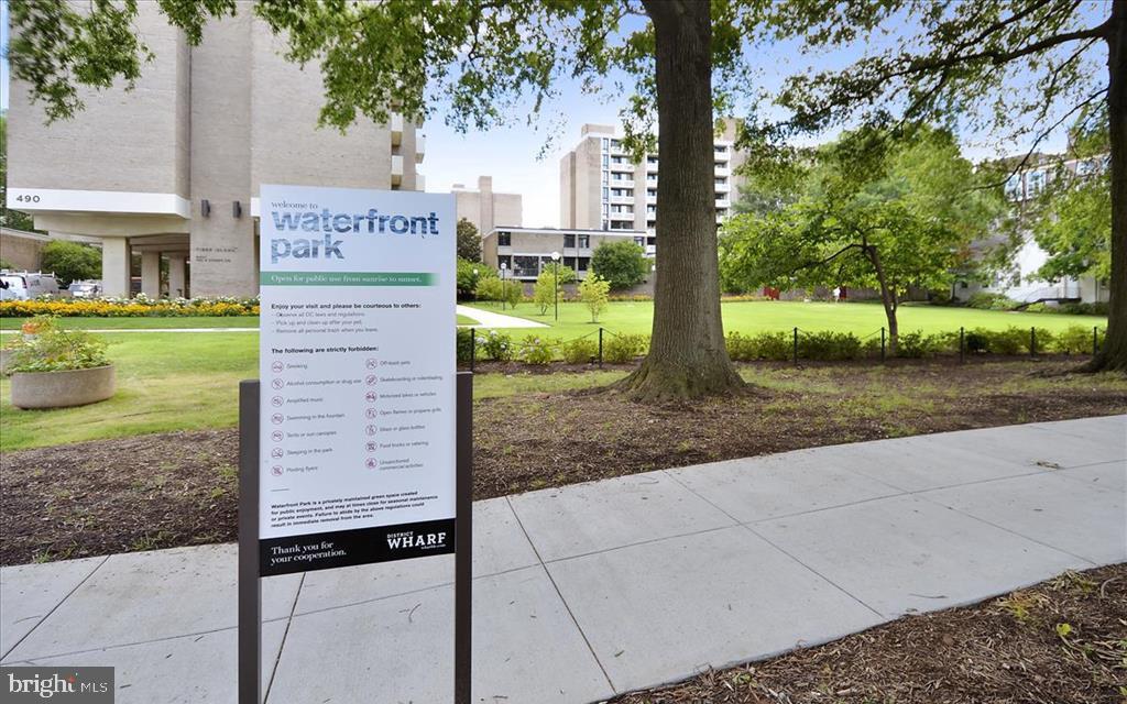 490 M Street Southwest, Unit W705 & 709 Washington, DC 20024 - Photo 21 of 37 a sign on the side of a road