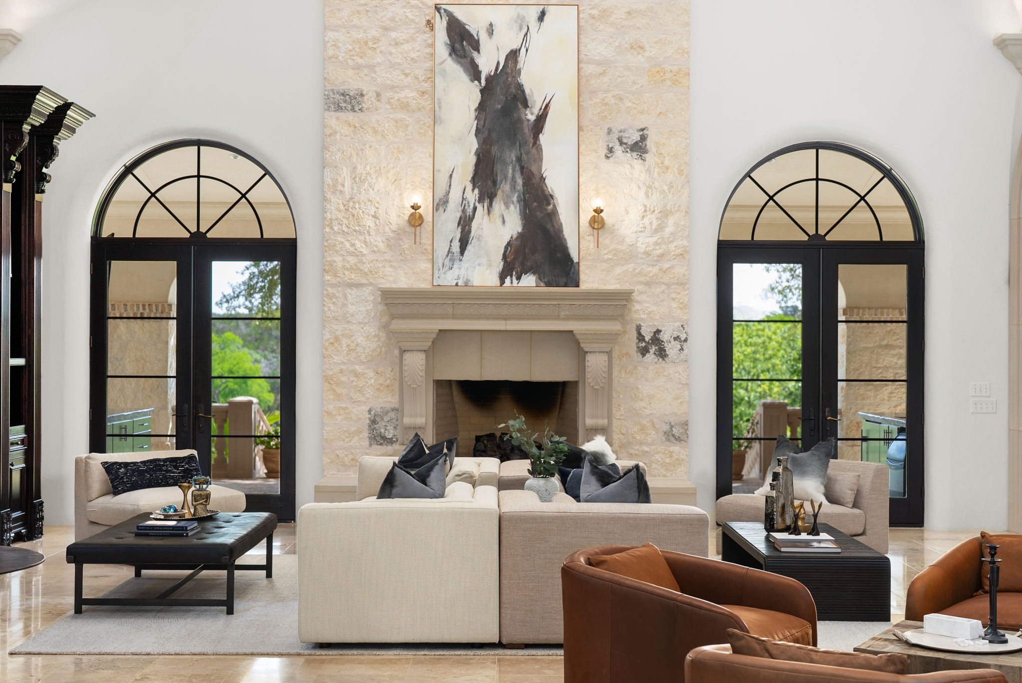 4256 Fischer Store Road Wimberley, TX 78676 - Photo 4 of 40 Living area featuring french doors and a towering ceiling