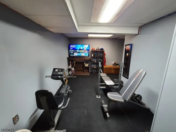 a room with gym equipment