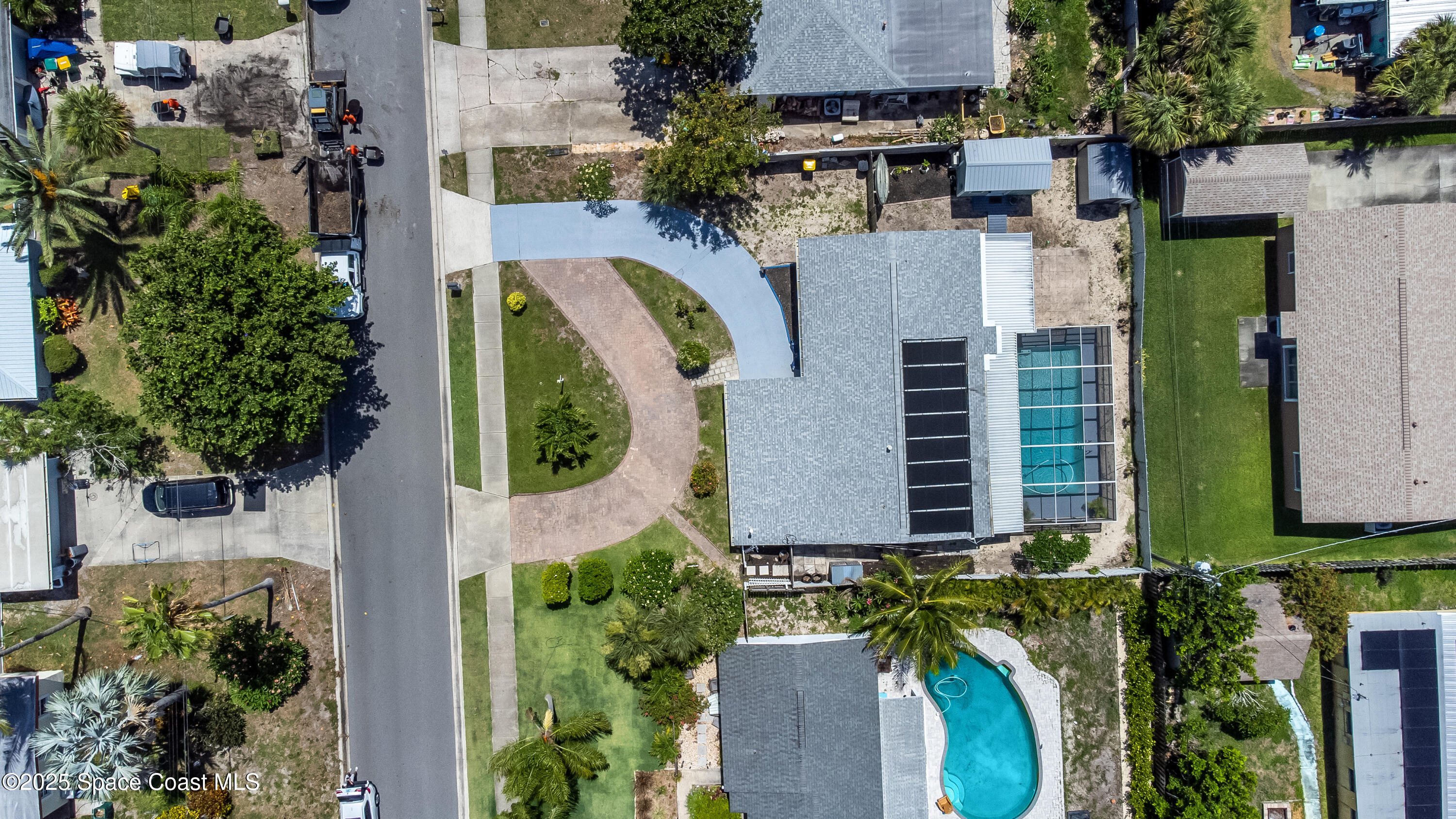 348 Berkeley Street Satellite Beach, FL 32937 - Photo 46 of 46 an aerial view of residential house with outdoor space and swimming pool