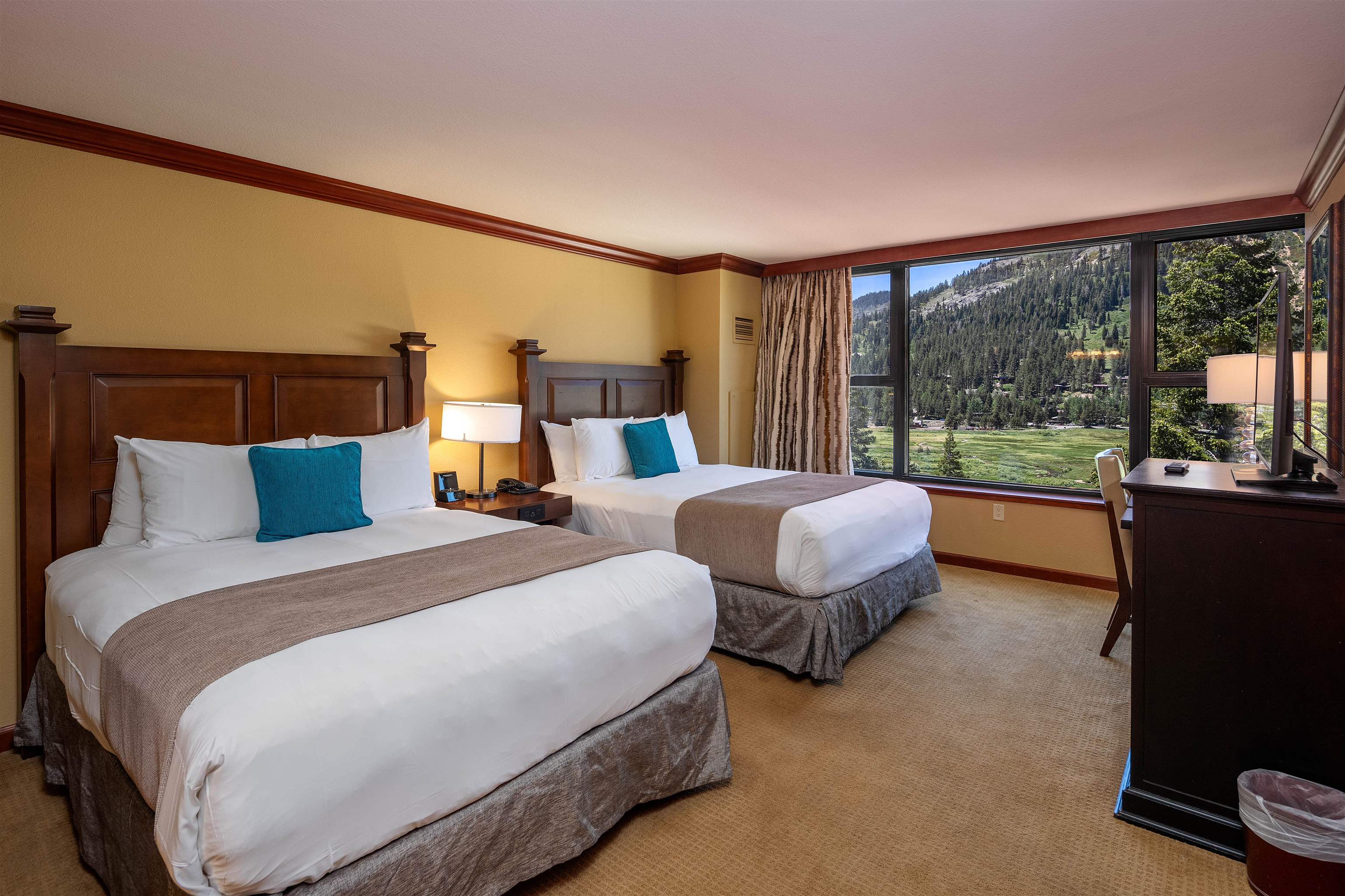 400 Resort Road, Unit 838 840 Olympic Valley, CA 96146 - Photo 9 of 21 a bedroom with two beds and large windows
