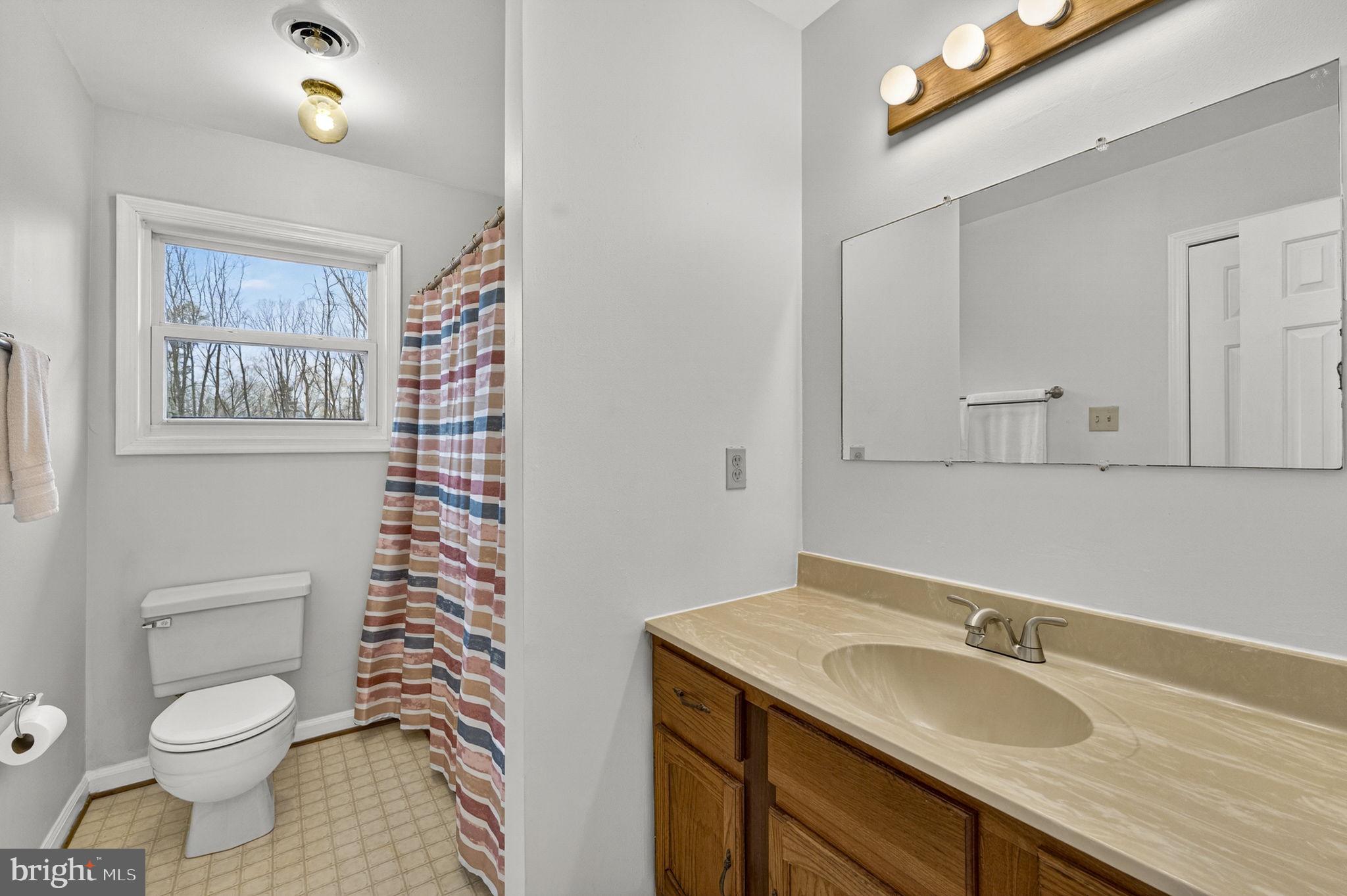 2266 Beaver Dam Road Midland, VA 22728 - Photo 55 of 93 a bathroom with a granite countertop sink a toilet and a mirror