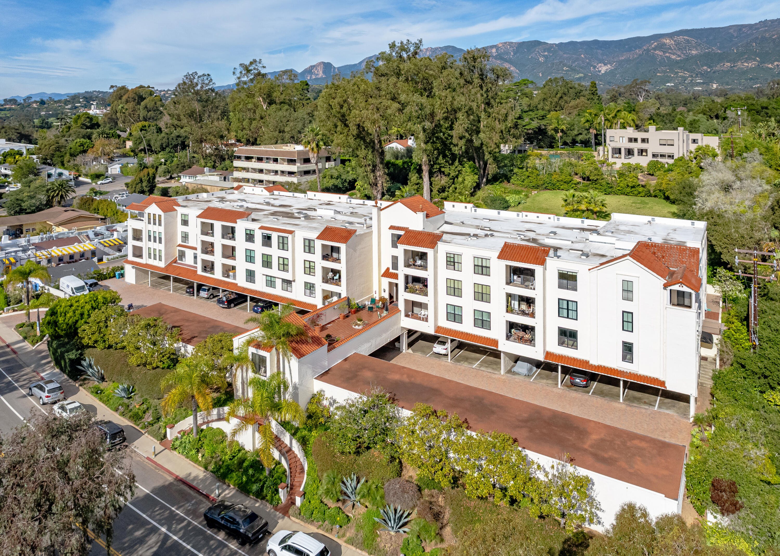 1220 Coast Village Road, Unit 303 Santa Barbara, CA 93108 - Photo 3 of 29 an aerial view of a balcony with a mountain view