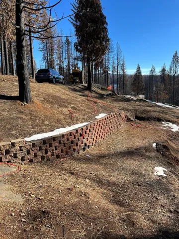 a view of a yard with yellow house