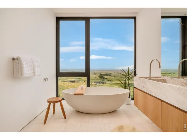a living room with a large window